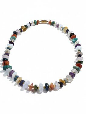 Vintage Women's Multi Color Stone Necklace 18"